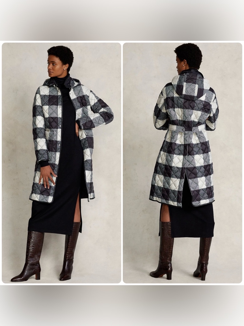 Polo Ralph Lauren Reversible Buffalo Plaid Check Quilted Puffer Coat Size XS